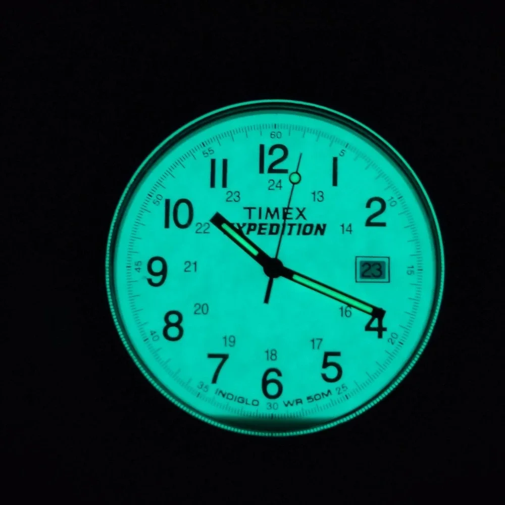 Vintage 2007 Timex Expedition Indiglo Date 30mm Mens Quartz Field Watch Restore